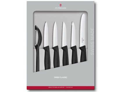 sada nozu na zeleninu se skrabkou victorinox swiss classic 6 ks cerna 6.7113.6G