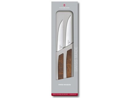 sada zoubkovanych steakovych nozu victorinox swiss modern drevena rukojet 6.9000.12WG