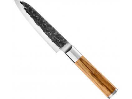 kovany japonsky nuz santoku z japonske oceli 14 cm forged olive SDV 305430 s drevenou rukojeti