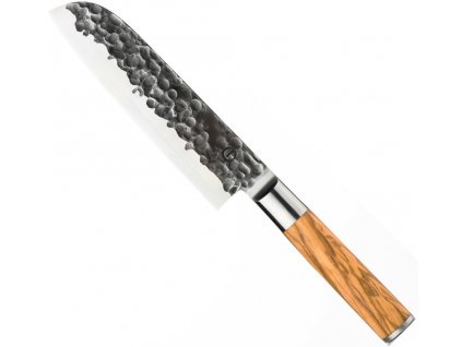 kovany japonsky nuz santoku z japonske oceli 18 cm forged olive SDV 307427 s drevenou rukojeti