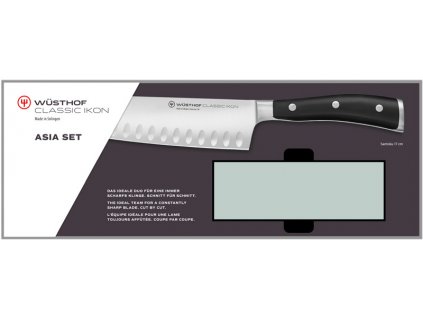1120360212 wusthof solingen kvylitni noze santoku nuz classic 17 cm s vybrusy sada brusny kamen