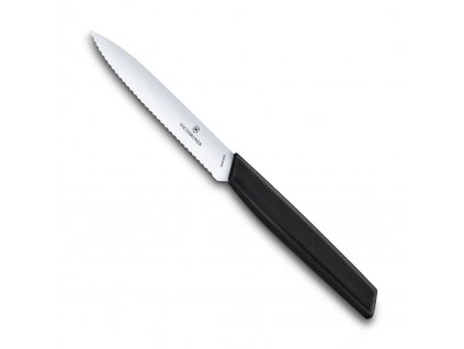 nuz na zeleninu vlnkovate ostri 10 cm cerny swiss modern cerny victorinox kvalitni noze