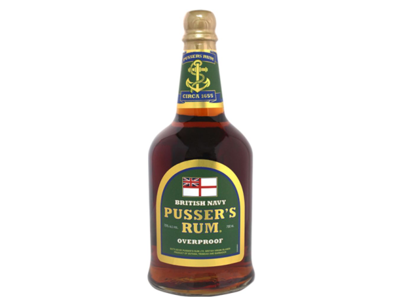 Pusser's British Navy Overproof Green Label 75% 0,7 l (holá láhev)