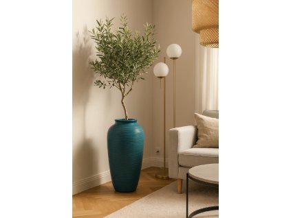 keramicky kvetinac archimede ocelove modra uvnitr