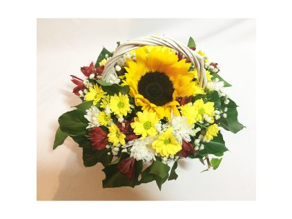 Jesenný kôš so slnečnicou