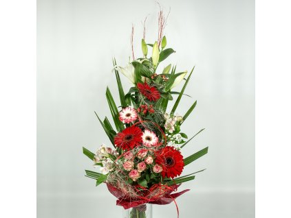 Ohnivá kytica v červeno bielych farbách