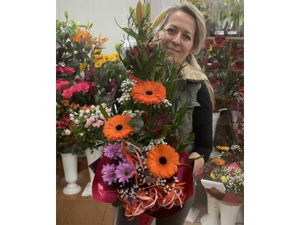 Darčeková kytica v teplých farbách