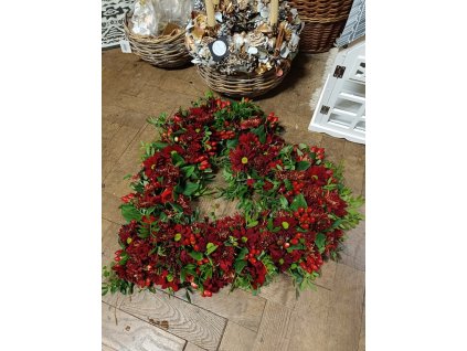 smutecni srdce bordo chryzantema ruze