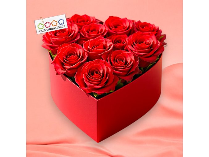 Flowerbox s 11ks rudých růží