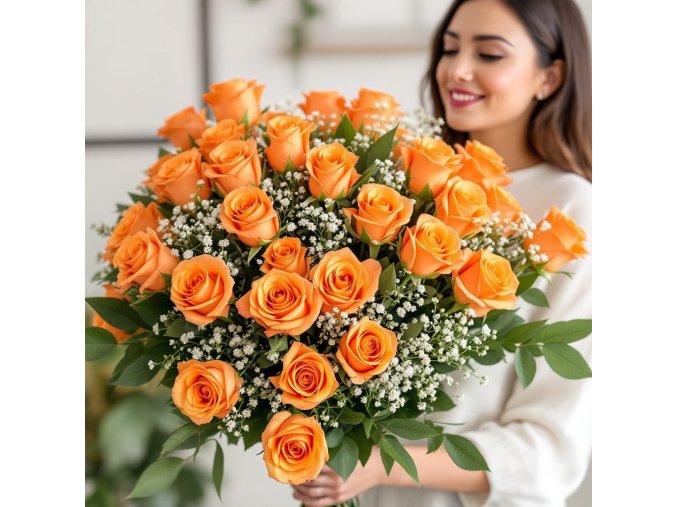 vyr 195 35x Oranzova ruze s gypsou