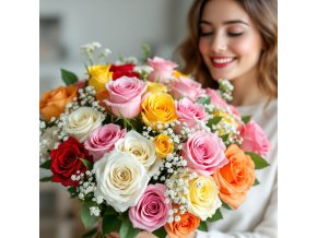 vyr 194 35x Mix ruzi s gypsophilou v manzete