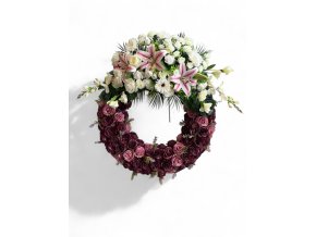 Dvojbarevný smuteční věnec - Elegance v bílé a fialové