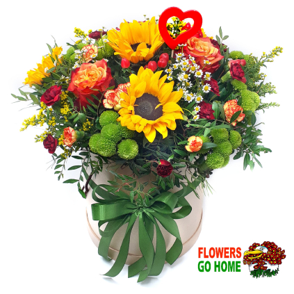 Flowerbox se slunečnicemi