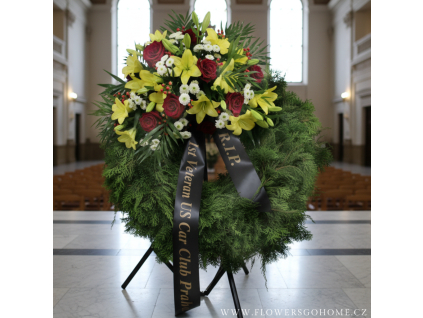 Smuteční věnec lilie a růže velký