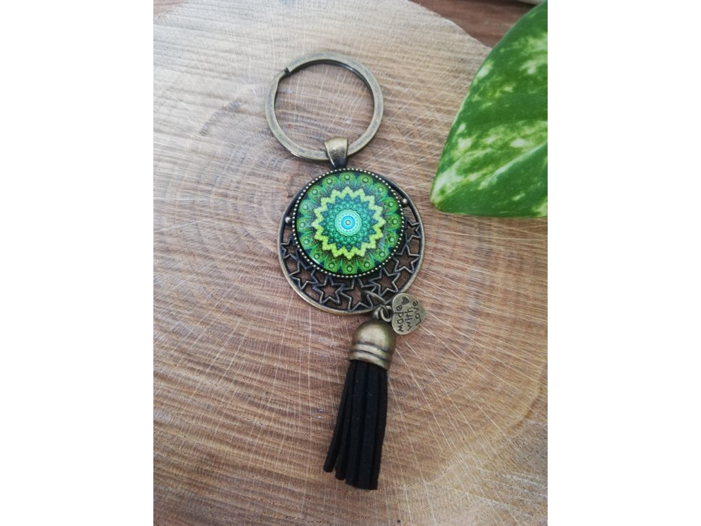 Klíčenka 25 mm - MANDALA ZELENÁ