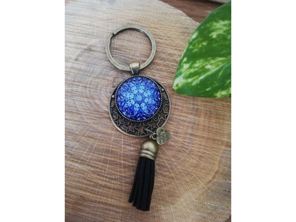 Klíčenka 25 mm - MANDALA TMAVĚ MODRÁ