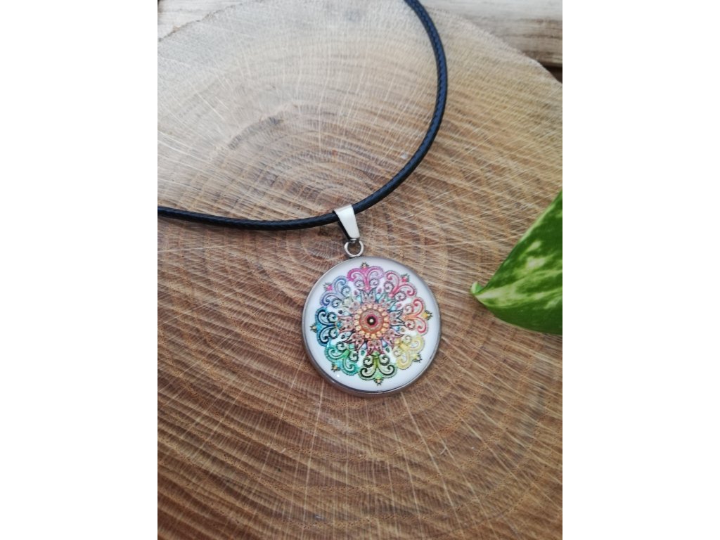 Náhrdelník velký MANDALA DUHOVÁ