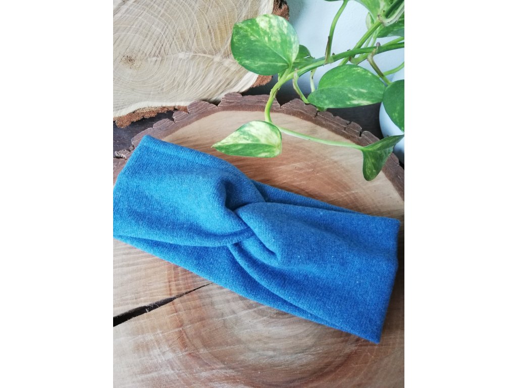 Čelenka pleteninová - JEANS MODRÁ