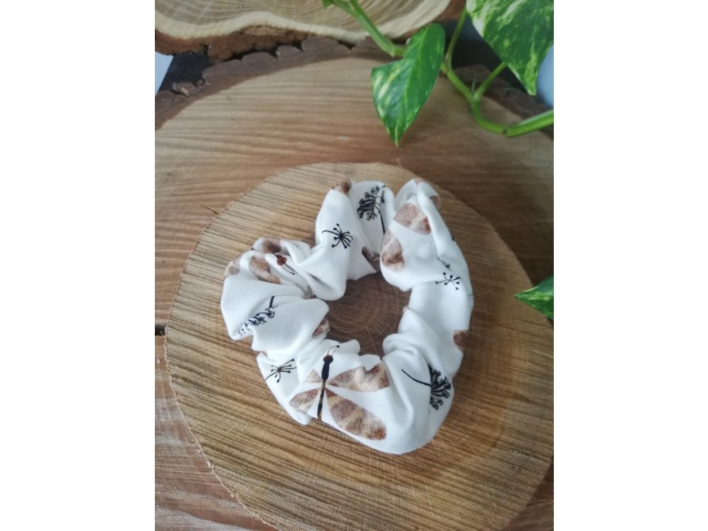 Gumička do vlasů scrunchies HNĚDÉ VÁŽKY
