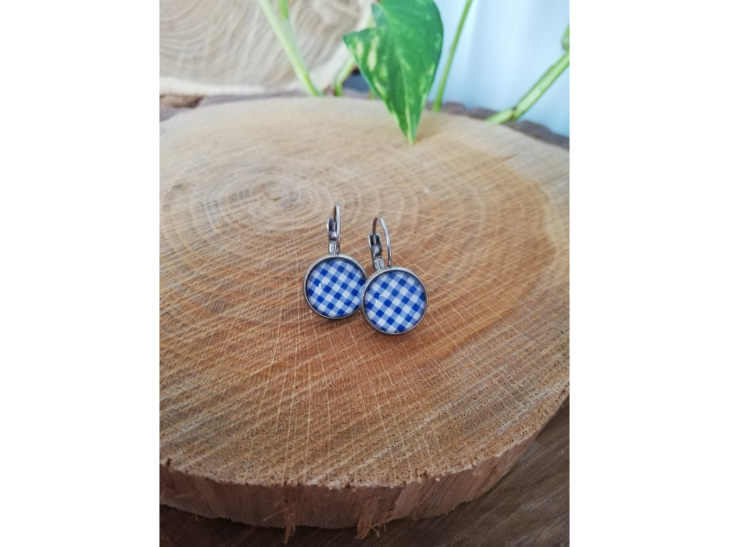 Náušnice z chirurgické oceli MODRO-BÍLÉ