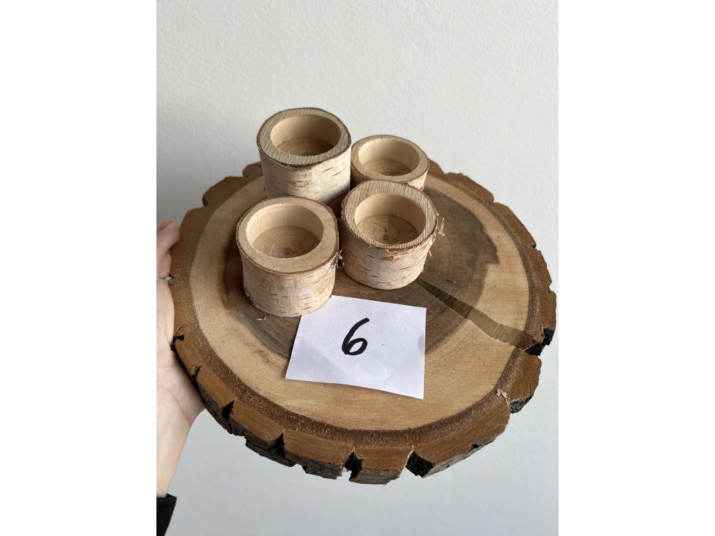 Adventní sada dřevěných svícnů a kulatiny SADA 6