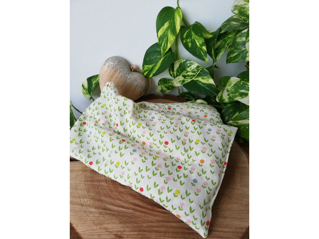 Nahřívací polštářek - kytičky (Rozměr 20x30 cm, Sušené voňavé levandulové kvítky S levandulí, Výplň Třešňové pecky)