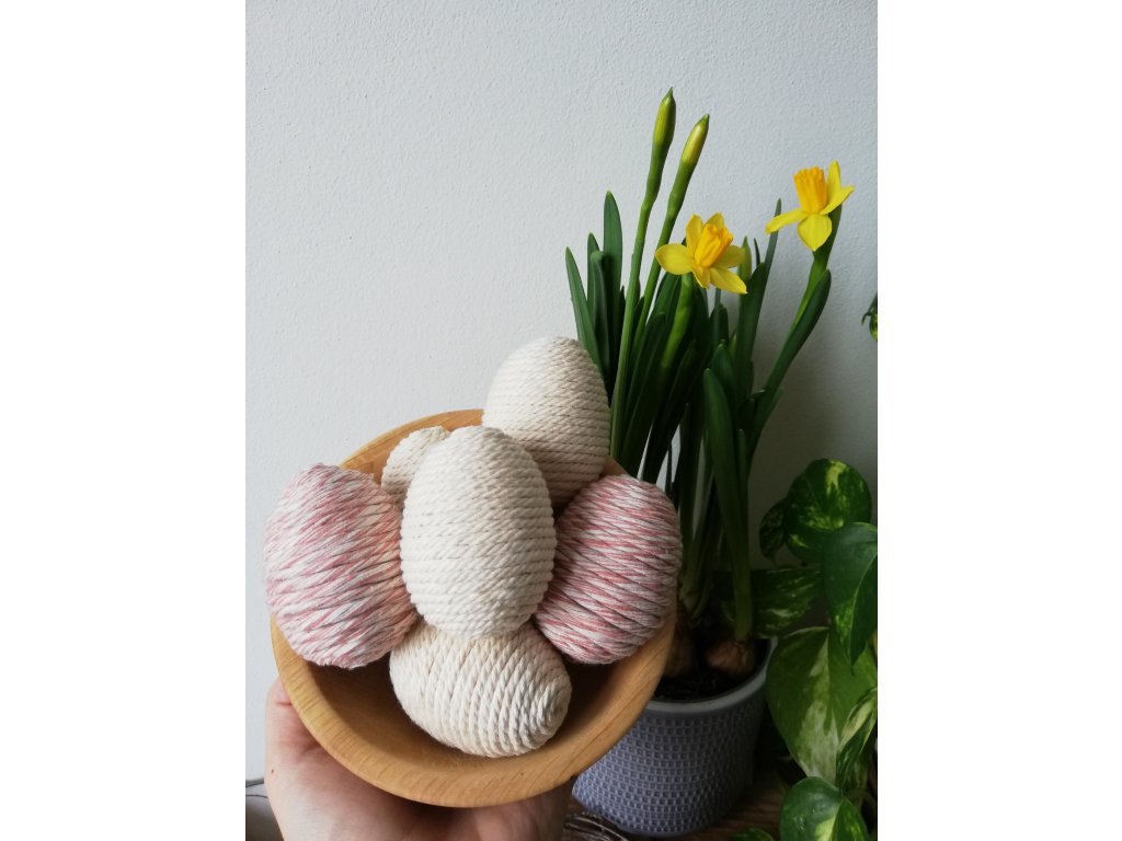 5913 macrame velikonocni vajicko ruzova zihana