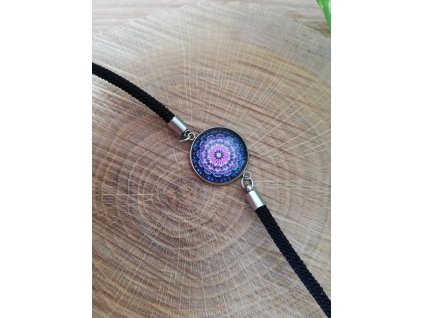 Náramek z chirurgické oceli MANDALA FIALOVÁ