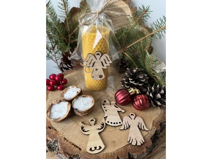 Svíčka ze včelího vosku ŠIROKÁ ANDÍLCI MIX BARVY NA VÝBĚR