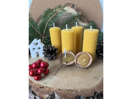 Adventní sada svíček z včelího vosku STEJNÁ VÝŠKA ÚZKÁ PŘÍRODNÍ