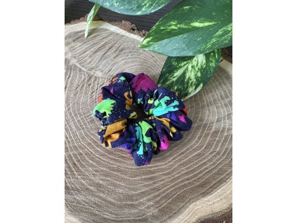 Gumička do vlasů scrunchies BAREVNÍ DINOSAOUŘI