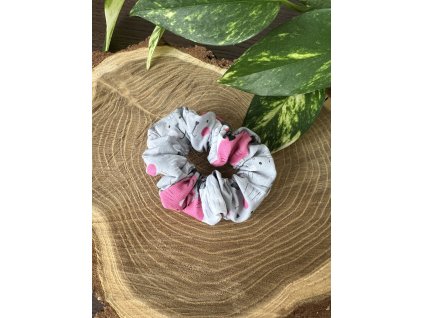 Gumička do vlasů scrunchies ŠEDÉ KOČIČKY
