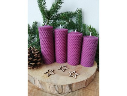 Adventní sada svíček - postupka pr. 4 cm, FIALOVÁ (VELIKOST SVÍČEK VÝŠKA 12,11,10,9 cm, průměr 4 cm)