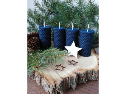 Adventní sada svíček - stejná výška, pr. 4 cm MODRÁ (VELIKOST SVÍČEK VÝŠKA 7 cm, průměr 4 cm)