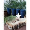 Adventní sada svíček - stejná výška, pr. 4 cm MODRÁ (VELIKOST SVÍČEK VÝŠKA 7 cm, průměr 4 cm)