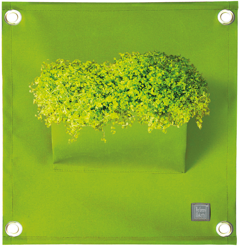 The Green Pockets AMMA - závěsný obal na květináče Zelená