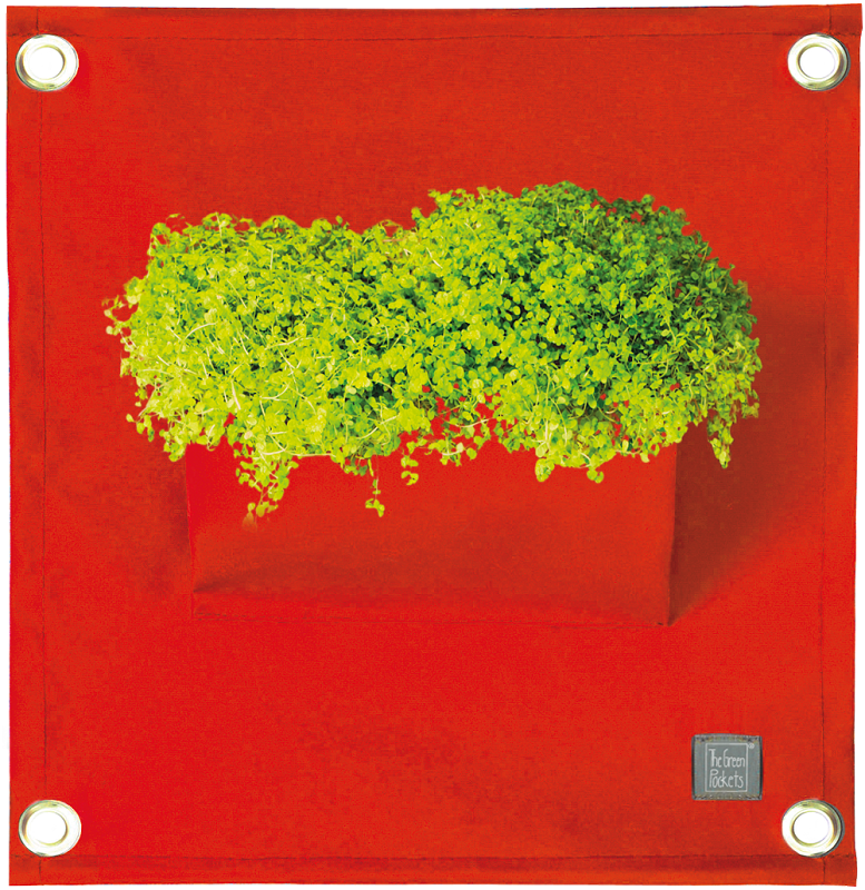 Fotografie The Green Pockets AMMA - závěsný obal na květináče Cihlová