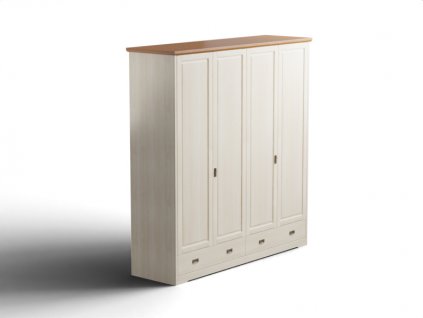 Skříň šatní Kvilda, 4 dveře, 2 zásuvky