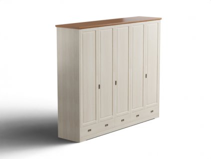 Skříň šatní Kvilda, 5 dveří, 3 zásuvky