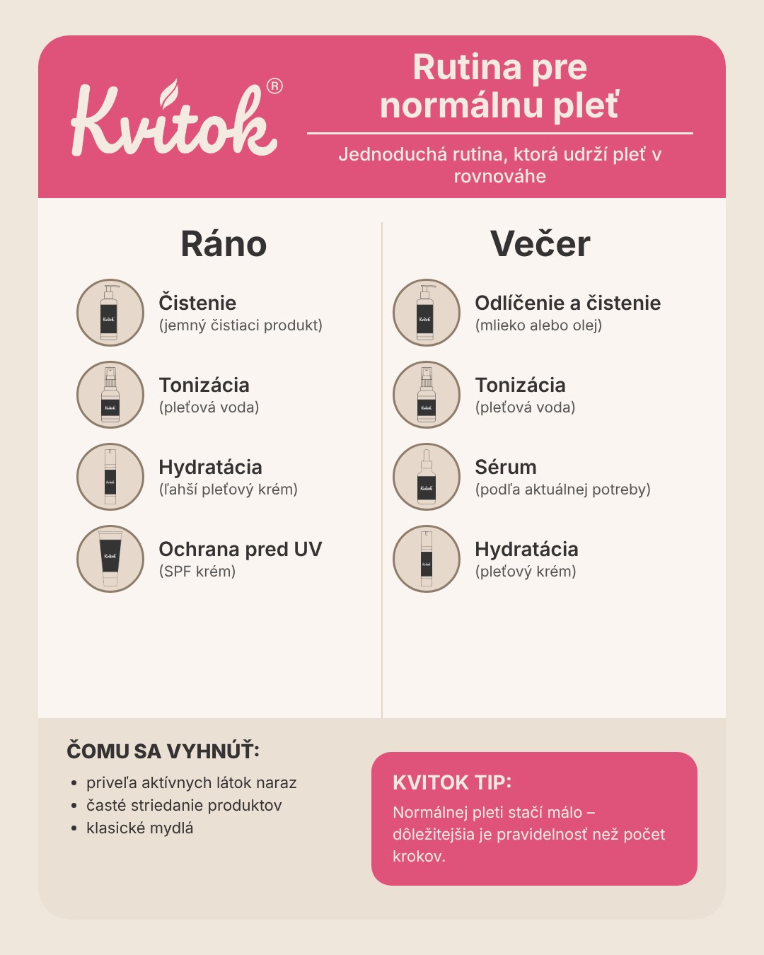 Rutina pre normálnu pleť – ráno a večer