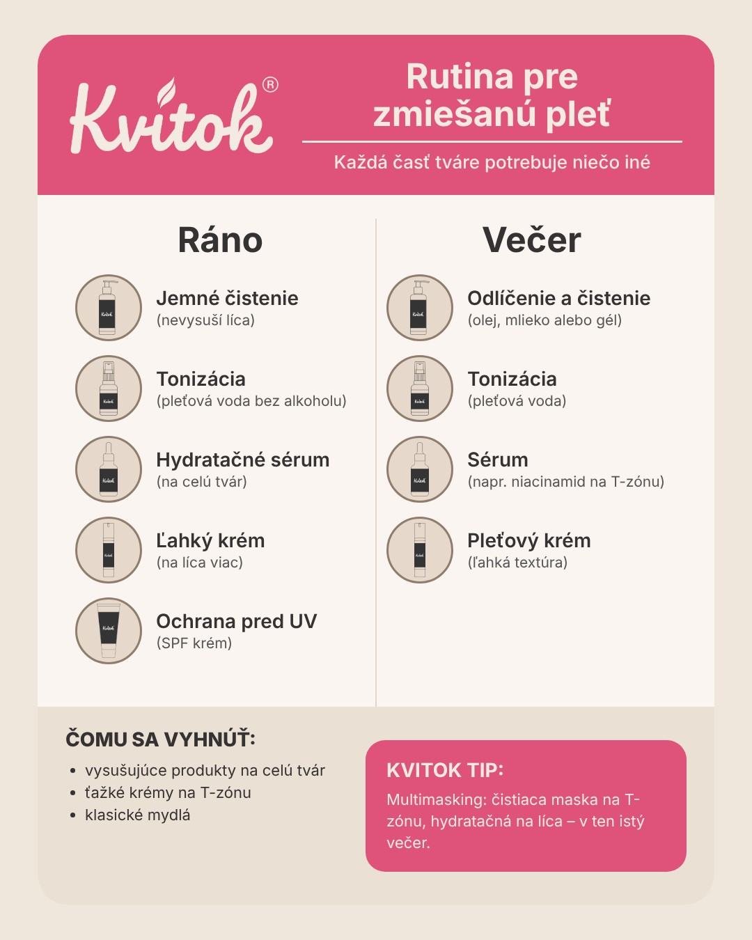 Rutina pre zmiešanú pleť – ráno a večer