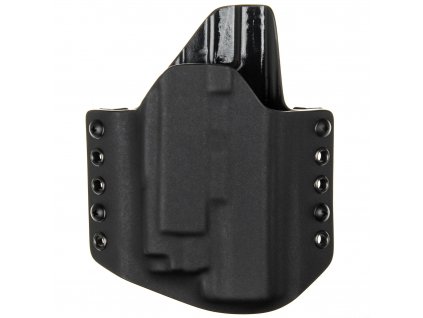 OWB - Glock 17/22/31 + Olight PL-MINI 2 Valkyrie - vnější kydexové pouzdro - poloviční sweatguard - černá/černá
