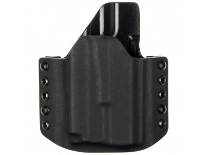 OWB - Glock 19/23/32 + Olight PL-MINI 2 Valkyrie - vnější kydexové pouzdro - poloviční sweatguard - černá/černá