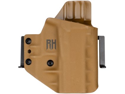 FROGY - Glock 43/43X Silver Slide - vnější kydexové pouzdro - poloviční sweatguard - coyote hnědá