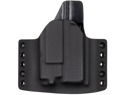 OWB - Glock 43X Rail MOS + Olight PL-MINI 3 Valkyrie - vnější kydexové pouzdro - poloviční sweatguard - černá/černá