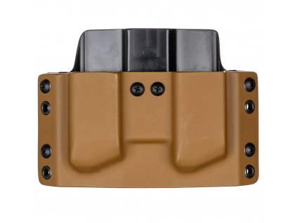 OWB - Glock 17/19/19X/45 - vnější kydexové pouzdro na 2 zásobníky - plný sweatguard - coyote hnědá/černá