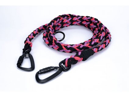 Paracordové vodítko Wilderness 220cm přepínací černá růžová reflex