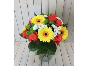 gerbera růže mix