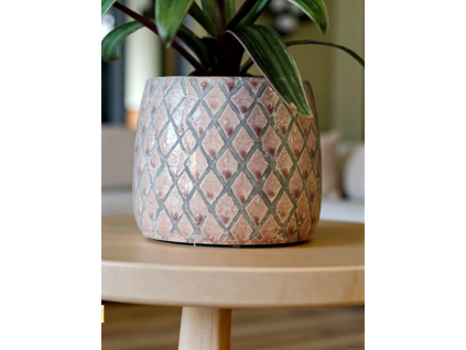 Růžový obal s geometrickým vzorem (Průměr 13 cm)