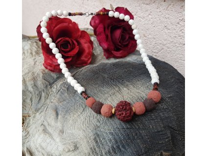 Sawa Náhrdelník (láva, rudraksha, dřevo)1